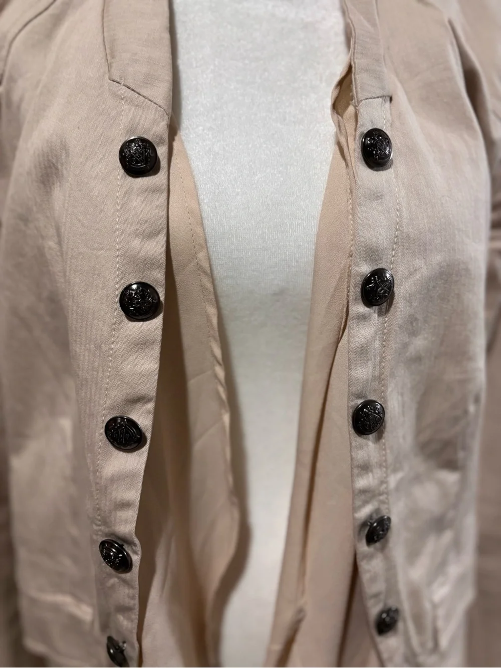 Free People Beige Layered Button-Front Blazer